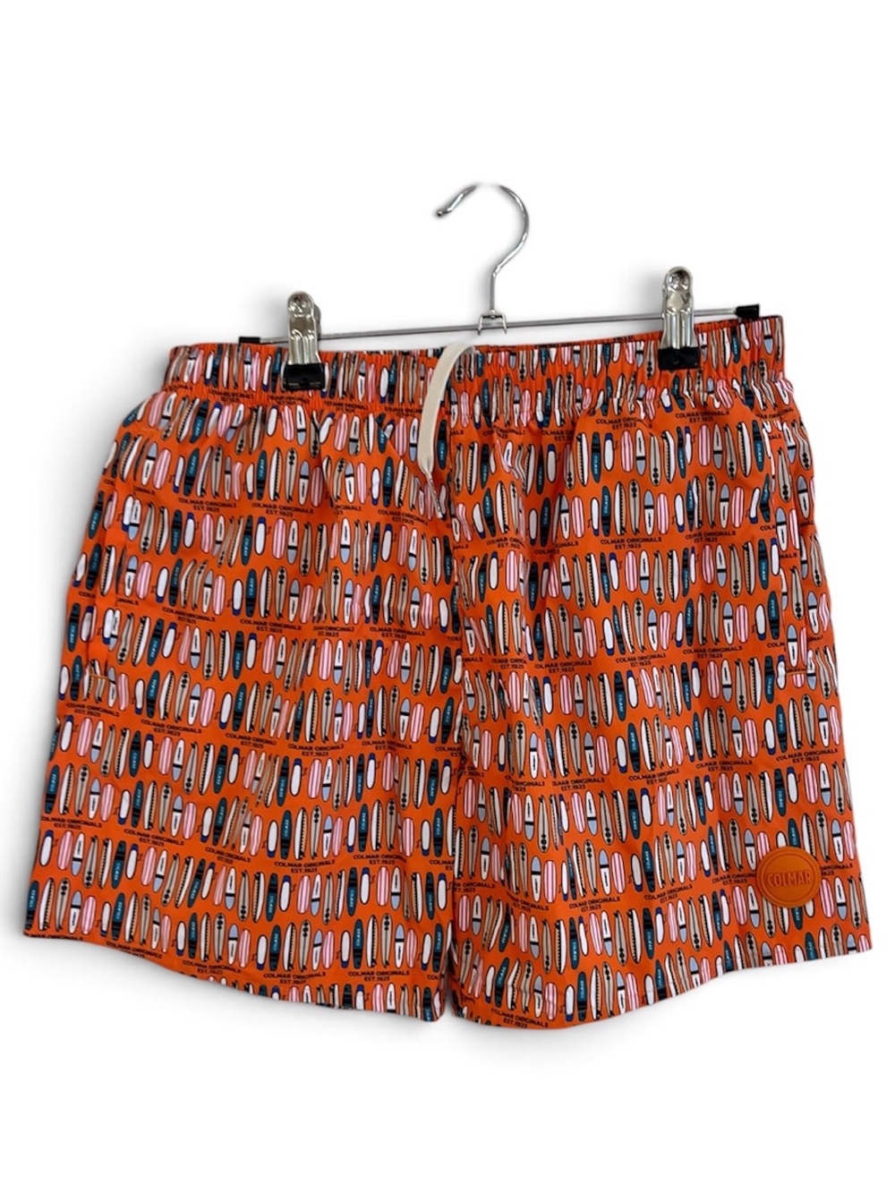 COLMAR Orange Surfboard-Print Kids Swim Trunks